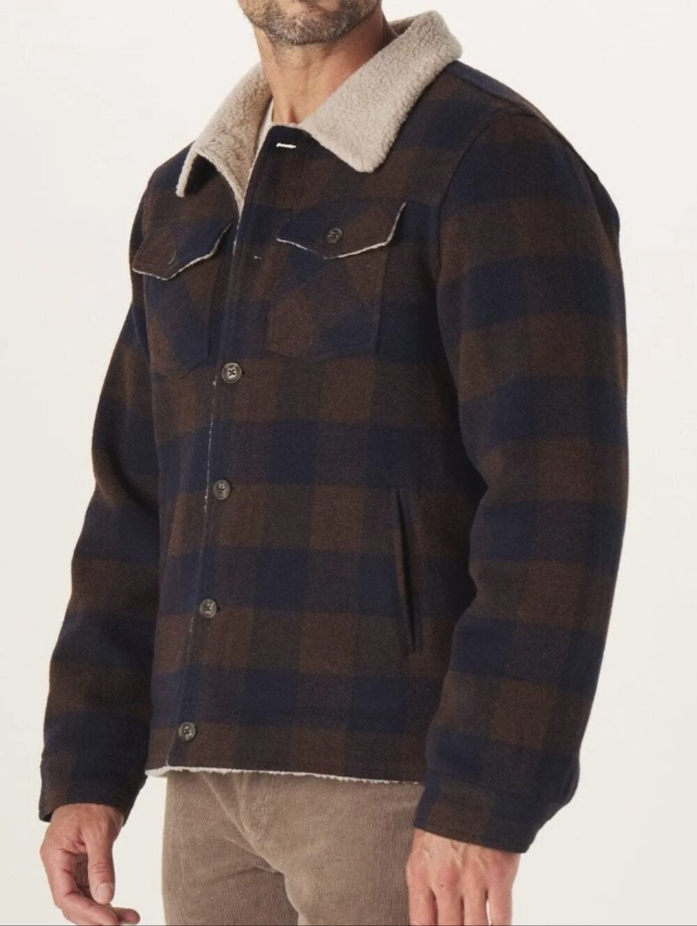 The Normal Brand Sherpa Collar Jacket  classic buffalo check Size XL New